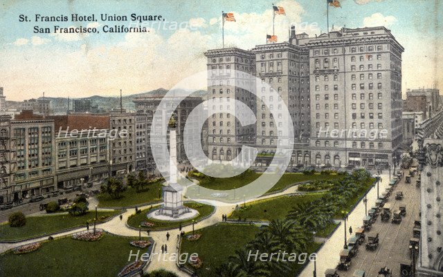 St Francis Hotel, Union Square, San Francisco, California, USA, 1922. Artist: Unknown