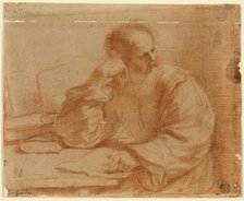 Bearded Man Seated at Table, 1650/59. Creator: Guercino.