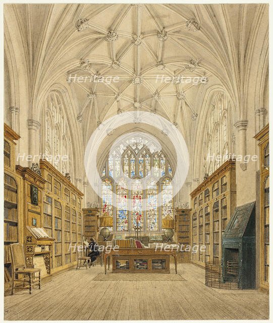 Library of Winchester College, c. 1816. Creator: Frederick Mackenzie.