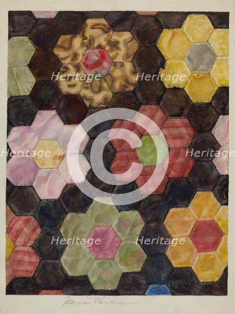 Velvet Pieced Quilt, c. 1938. Creator: Cora Parker.