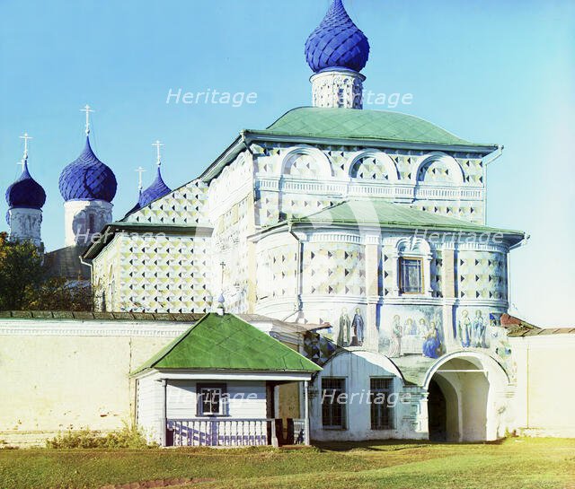 Entrance into the Nikolskaia Church in the Makaryev Monastery, 1910. Creator: Sergey Mikhaylovich Prokudin-Gorsky.