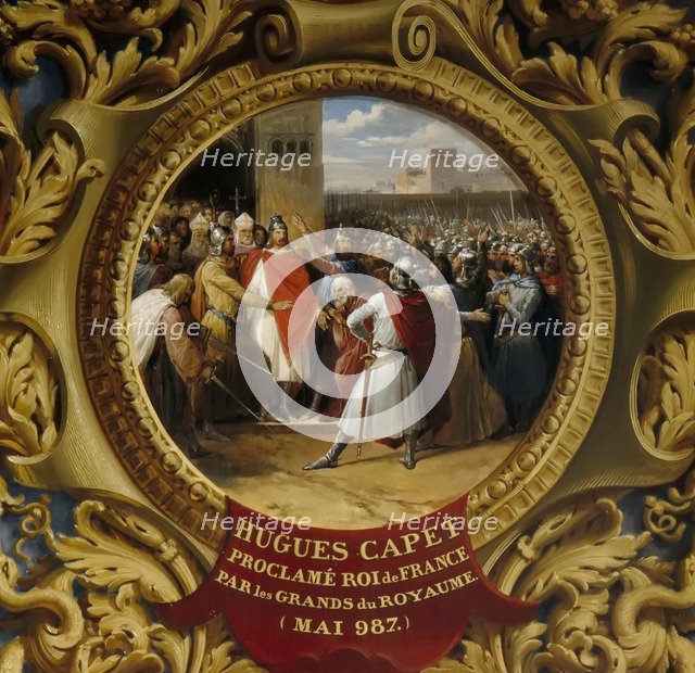 Hugh Capet proclaimed King by the nobles in May 987. Artist: Alaux, Jean (1786-1864)