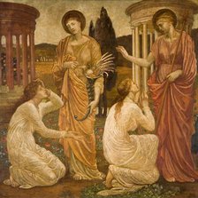 Cupid and Psyche - Palace Green Murals - Psyche at the Shrines of Juno and Ceres, 1881.  Creator: Sir Edward Coley Burne-Jones.