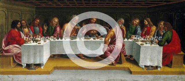 The Last Supper. (Lamentation over the Dead Christ, Predella panel), 1502. Creator: Signorelli, Luca (ca 1441-1523).
