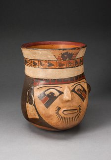 Jar in the Form of an Abstract Human Head with Face Painting, 180 B.C./A.D. 500. Creator: Unknown.