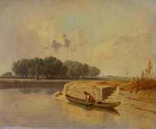 River landscape with boat, 1866. Creator: Karol Marko.
