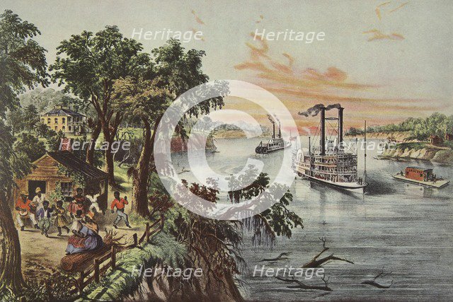 Low Water In The Mississippi, pub. 1868, Currier & Ives (Colour Lithograph)