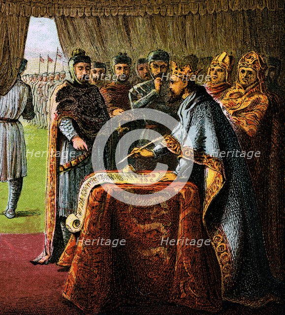 'King John And The Magna Carta', 1215, (c1850). Artist: Unknown