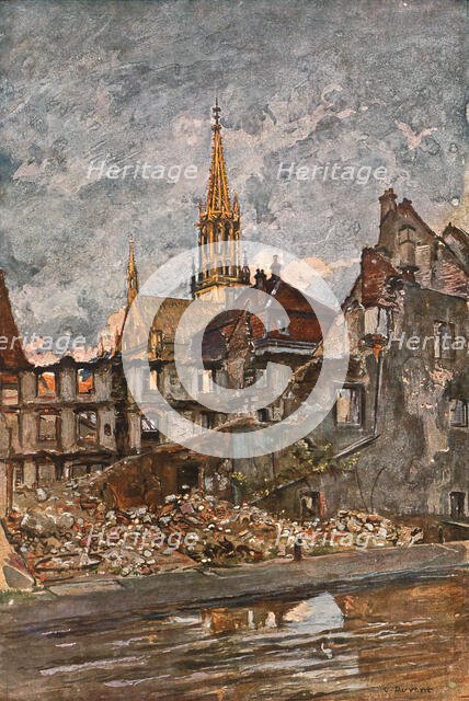 'En Alsace; Thann: le quartier ruine', 1915. Creator: Charles-Jules Duvent.