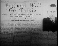 A Shot of the Film Weekly. Headline Reads: 'England Will "Go Talkie" Because "Talkies" Are..., 1929. Creator: British Pathe Ltd.
