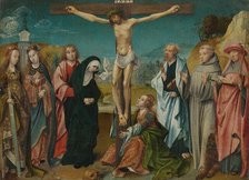 Christ on the Cross, with Mary, John, Mary Magdalene and Sts Cecilia and Barbara..., c.1505-c.1510. Creator: Cornelius Engebrechtsz.