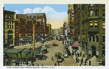 First Avenue and Pioneer Square, Seattle, Washington, USA, 1916. Artist: Unknown