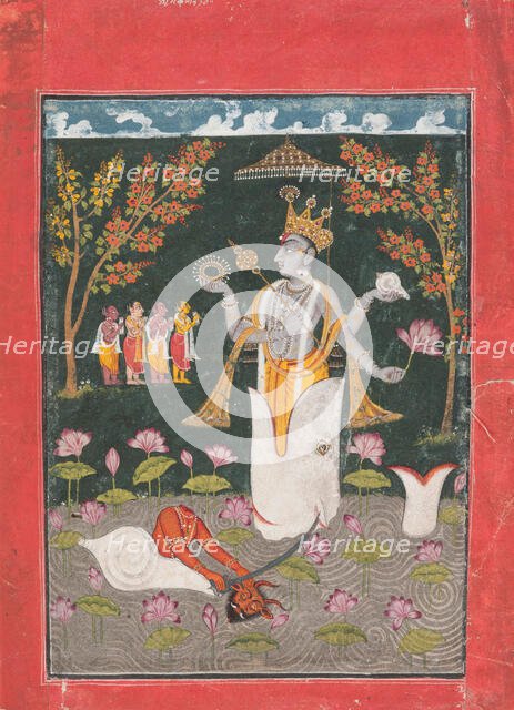 Matsya Avatar of Vishnu: The Slaying of Sankh asura, 1730-1740. Creator: Unknown.