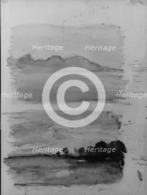 Double Study of Dawn, Moorea Seen across the Water, Tahiti, 1891. Creator: John La Farge.