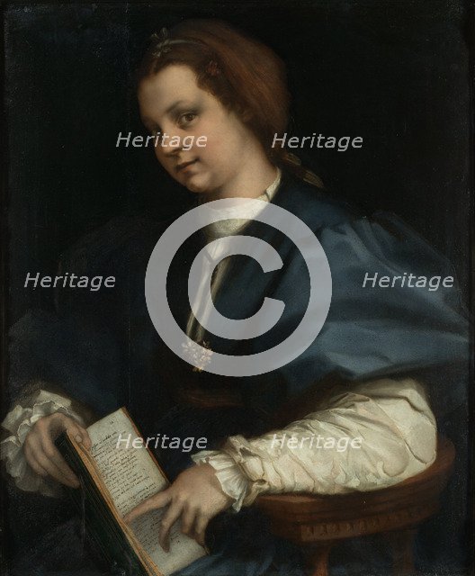 Lady with a book of Petrarch's rhyme, 1528. Artist: Andrea del Sarto (1486-1531)