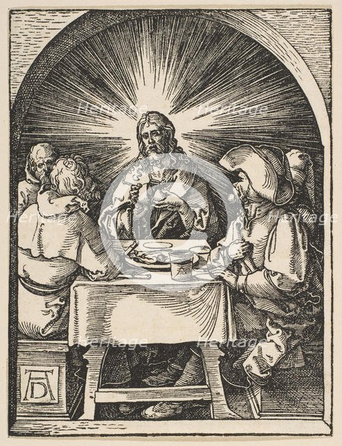 Christ in Emmaus, from The Small Passion, ca. 1510. Creator: Albrecht Durer.