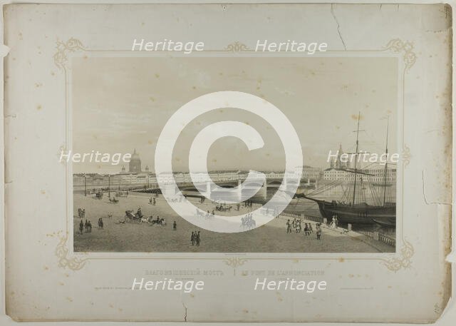 Annunciation Bridge in St. Petersburg, c. 1820. Creator: C. Schultz.