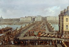 Le cortège impérial se rendant à Notre-Dame pour la cérémonie du sacre, le 2 décembre 1804..., 1805. Creator: Jacques Bertaux.