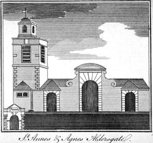 St Anne and St Agnes, Gresham Street, City of London, 1750.                                          Artist: Anon