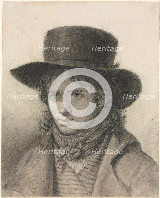 Self-Portrait in a Hat, c. 1790. Creator: Anne-Louis Girodet de Roucy-Trioson (French, 1767-1824).