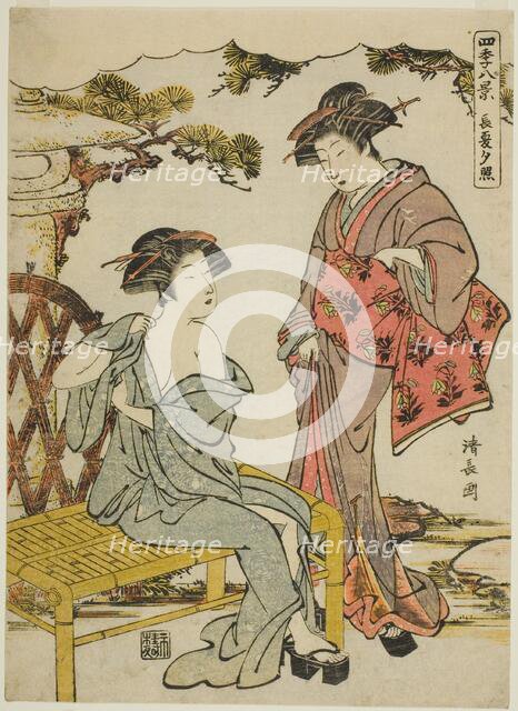 Sunset Glow of Late Summer (Choka no sekisho), from the series "Eight Scenes of the..., c.1779. Creator: Torii Kiyonaga.