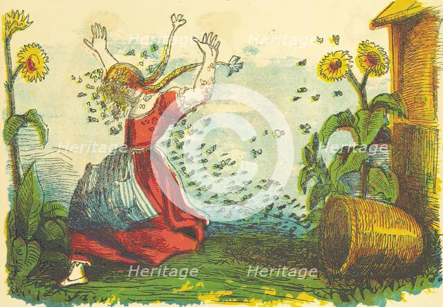 Girl attacked by bees, 1854.  Creator: Unknown.