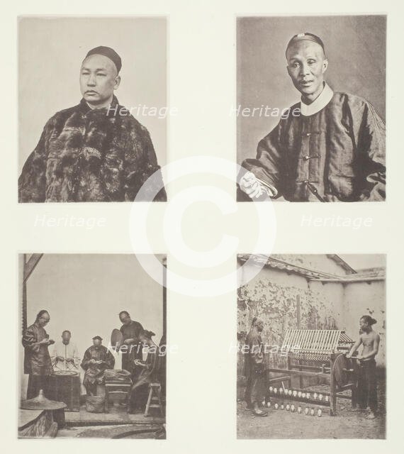 A Cantonese Gentleman; A Cantonese Gentleman; Schroffing Dollars; Reeling Silk, c. 1868. Creator: John Thomson.
