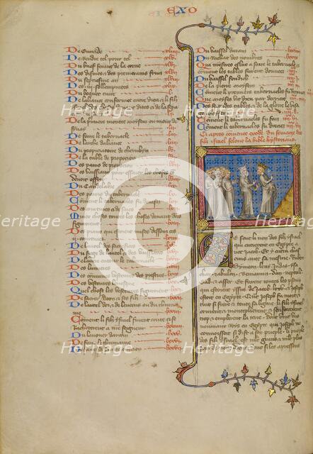 Moses and Pharaoh, about 1360-1370. Creator: Master of Jean de Mandeville.