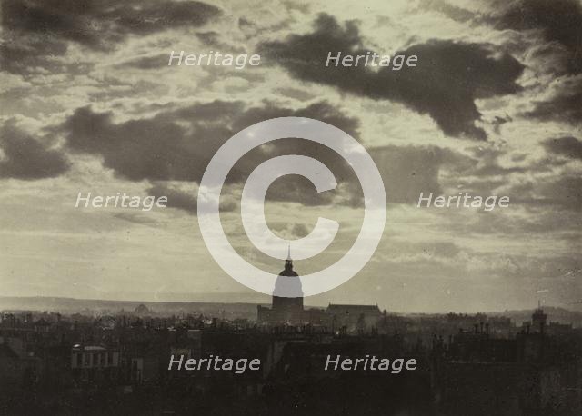 Untitled (Cloud Study with Les Invalides), 1860. Creator: Charles Marville (French, 1816-1879).