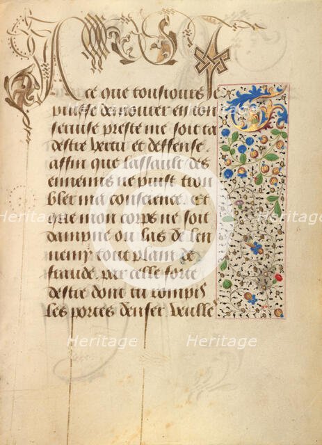 Decorated Text Page; Prayer Book of Charles the Bold, 1469. Creator: Unknown.