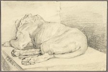 Reclining Lion, From Back, 1816. Creator: Edwin Henry Landseer.