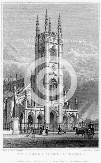 St Luke's Church, Chelsea, London, 1828.Artist: S Lacey