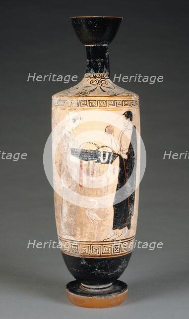 White-Ground Lekythos, 470-460 BC. Creator: Timokrates Painter.