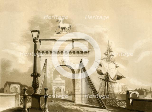 'Norfolk Bridge, New Shoreham', 1835. Creator: George Baxter.