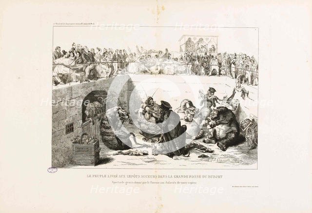 The People Delivered to the Vampire Taxes. From "La Caricature", 1833. Creator: Grandville, Jean-Jacques (1803-1847).