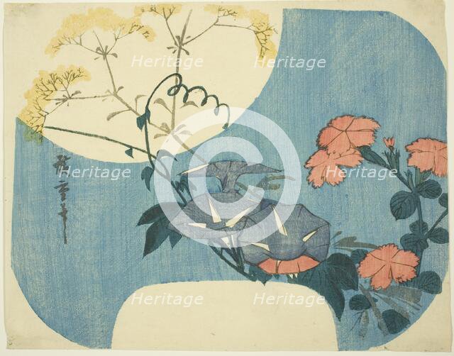 Morning Glories, Pinks, and Maiden Flower, from the series "Seven Autumn Flowers in..., 1830/44. Creator: Ando Hiroshige.