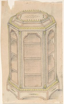 Design for an Octagonal Cabinet with Glass Doors and Shelves, 19th century. Creator: Anon.