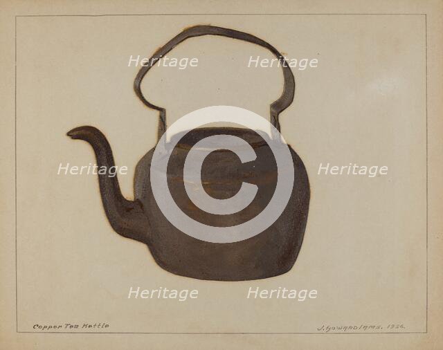 Copper Tea Kettle, c. 1936. Creator: J. Howard Iams.