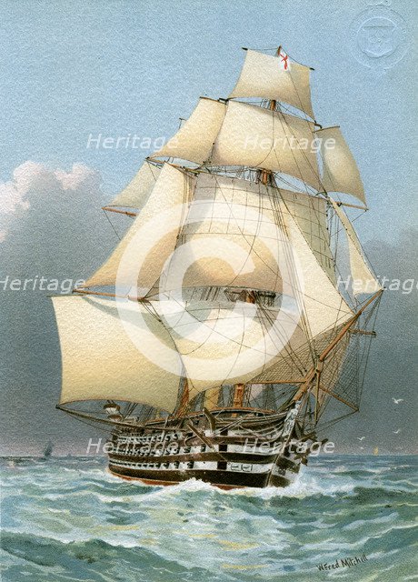 HMS 'Victoria', Royal Navy 121 gun warship, c1859 (c1890-c1893).Artist: William Frederick Mitchell