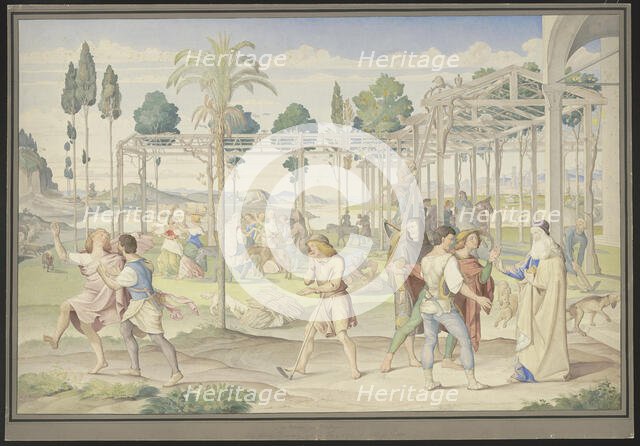 The parable of the laborers in the vineyard, Primaticcio's Garden of Vertumnus..., 1821. Creator: Johann Anton Ramboux.