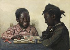Untitled (Two Children Playing Checkers), late 19th-early 20th century. Creator: James Henry Moser.