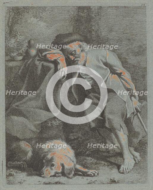 Sleeping Old Man with Dog, 1759. Creator: Francesco Londonio.