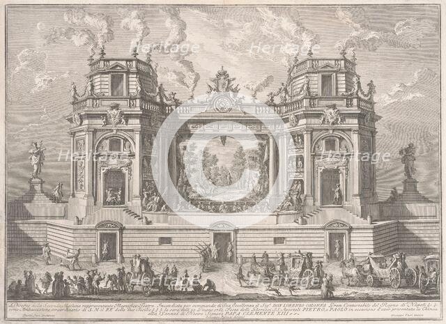 The Seconda Macchina for the Chinea of 1761: A Magnificent Theater, 1761. Creator: Giuseppe Vasi.