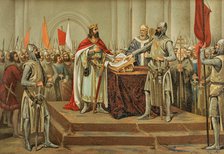 Medieval legend of the Oath of Santa Gadea, 11th century, (1889).  Creator: Unknown.