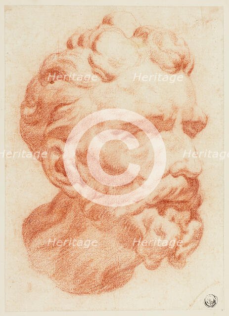 Head of Bearded Man in Three-Quarter Profile to Right, 1666-1712.  Creator: Pietro Dandini.