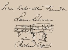 Musical quotation dedicated to the opera singer Lilli Lehmann (1848-1929).