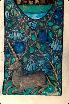 Unicorn (Initial). Breviarium Bisuntinum, 1463-1498. Creator: Maître de l'Échevinage de Rouen (active 1450-1485)