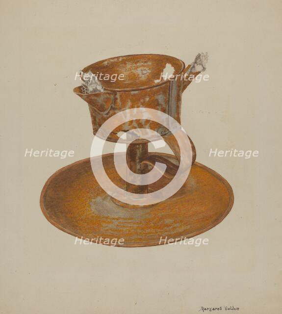 Grease Lamp, c. 1941. Creator: Margaret Golden.