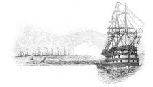 The Flag-Ship "Ocean", saluting the Royal Squadron, at the Nore, 1844. Creator: Ebenezer Landells.
