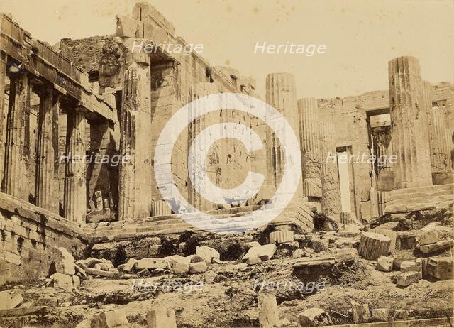 Athens - Acropolis, Propylea from the west, 1865. Creator: Konstantinos Dimitriou.